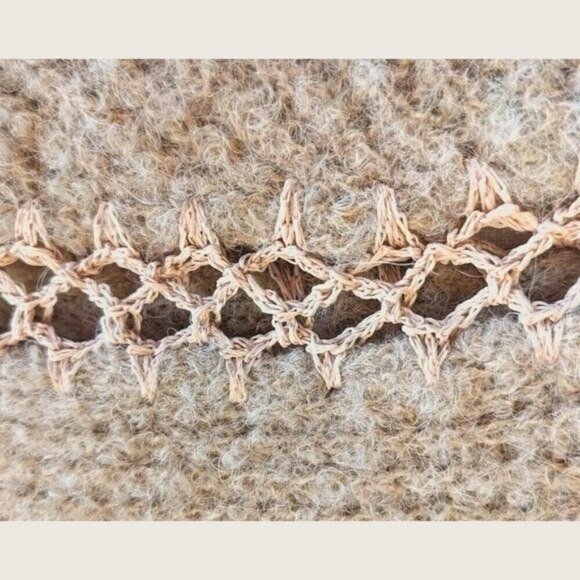 Revolve VEDA Tan Alpaca Wool Fishnet Crochet Crew Sweater Sustainable Size SP - Picture 6 of 7